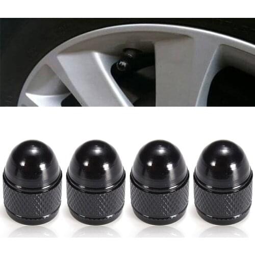 4pcs/set Black Aluminum Bullet Auto Car Truck Air Port Cover Tire Rim Valve Wheel Stem Caps Auto Replacement Parts Accessories