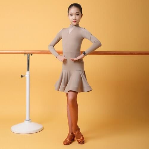 2020 New Latin Dance Practice Costumes For Kids Long Sleeve Latin Dance Stage Performance Outfits Rumba Tango Dancewear VO1407