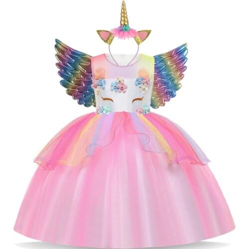 Purim Girls Unicorn Tutu Dress Kids Princess Vestido Girls Birthday Party Dress Children Summer Clothes for Halloween Costume
