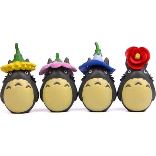 4pcs 5cm My Neighbor Totoro Kiki Kikis Delivery PVC Cat Action Figure Doll Flower Gardening Decor Resin Plastic Model
