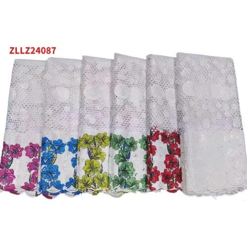 Cotton swiss dry flower Sequins Sewing Clothes nigerian lace fabrics for Wedding Party ZLL08