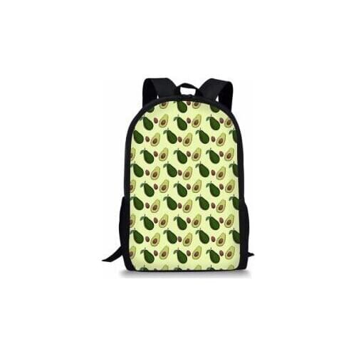 Green Avocado Pattern Students School Backpack Women Fashion School Bags Canvas Bagpack for Teenagers Girls Mochilas