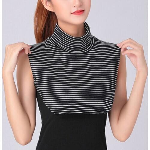 Korean Striped Elastic Turtleneck Knit Pullover False collar Female Wool Shawl Scarf Unisex Winter Warm Neck Guard Scarves O29