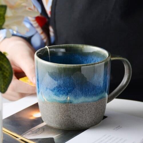 Japanese-Style Creative Ceramic Mug Kiln Baked Beach Cup Vintage Office Cup Drinking Cup Milk Coffee Cup Eco Friendly Kawaii Mug
