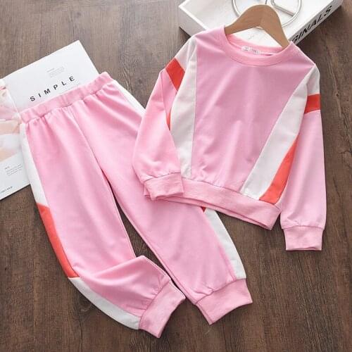 Menoea 2Pcs Children Clothing Sets Fall Toddler Girls Sport Clothes Pink T-shirt Pants Suits Costume Outfit Suit Kids Tracksuit