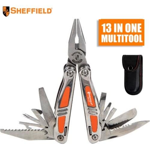 Sheffield Multi Tool 13-in-1 Pocket Tool Multi Purpose Pliers Saw Wire Cutter for EDC Stainless Steel Utility Tools Wire Strippe