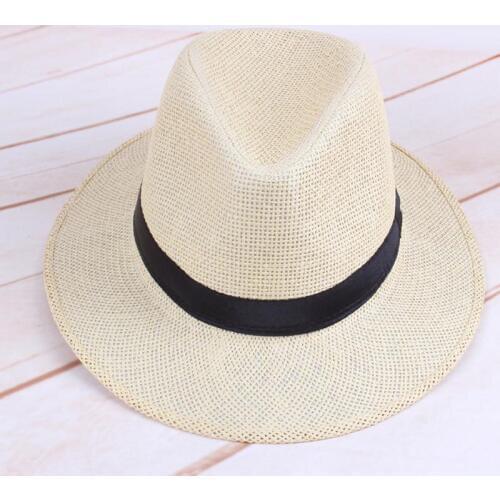 Men Straw Panama Hat Handmade Cowboy Cap Summer Beach Travel Sunhat LXH