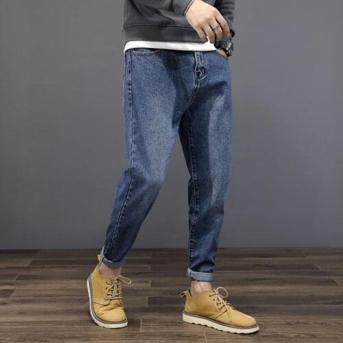 2021 Spring Summer Mens Fashion Loose Casual Plus Size Jeans Male High Waist Harem Pants Men Korean Long Denim Trousers W532