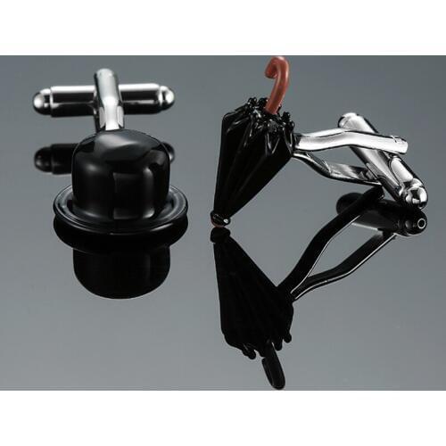 DY The new high quality black hat umbrella combination interesting design Cufflinks Mens French shirt Cufflinks free shipping