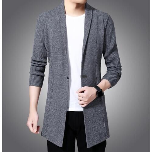 Autumn and winter men casual thick ardigan solid color sweater coat cardigan Outwear long sleeve