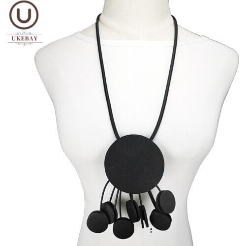 UKEBAY Round Pendant Necklaces Women 2020 Fashion Necklace Clothes Accessories Gift Female Rubber Jewelry Punk Handmade Necklace