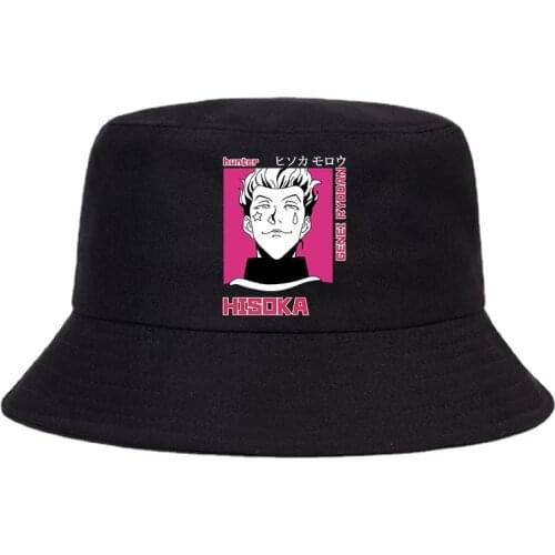 Japanese Anime Hunter X Hunter Printed Summer Hisoka Cartoon Women Men Panama Bucket Cap The Design Flat Visor Fisherman Hat