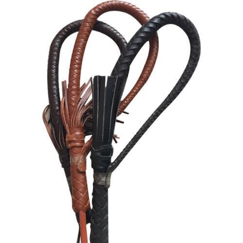 LOCLE 80cm Hand Made Braided Riding Whips for Horse Racing Genuine Bull Leather Equestrian Horse Whip Riding Crop
