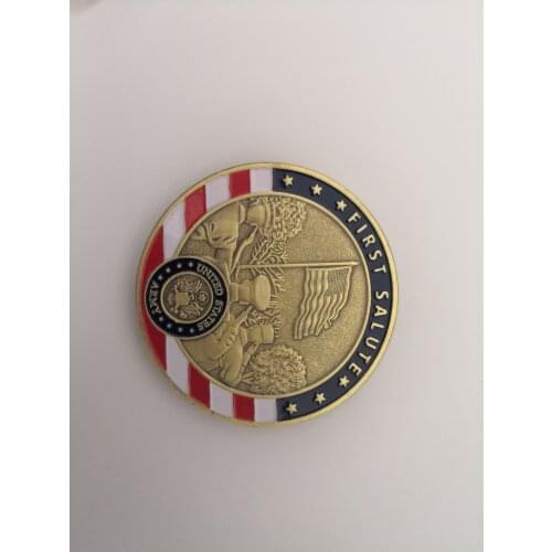 FIRST SALUTE coin United State Army Saluting Bronze Metals Badge Commemorative Coins