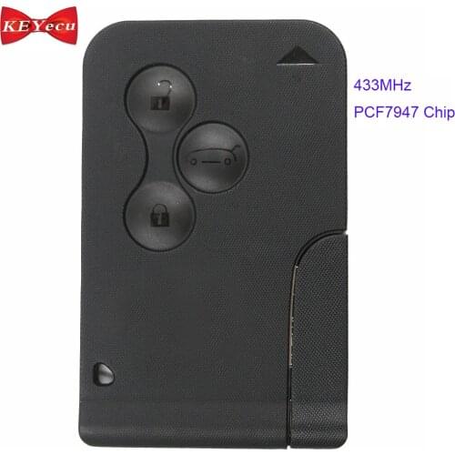 KEYECU for Renault Megane Scenic 2003 2004 2005 2006 Smart Card Remote Key Fob 433Mhz ID46 Chip with Insert Small key blade