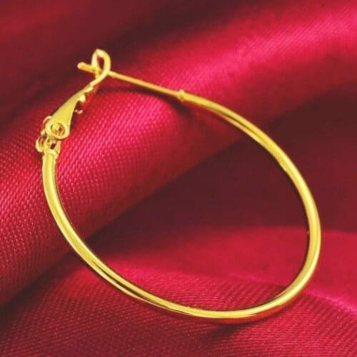 Personality Large Hoop Earrings Yellow Gold Filled Womens Daily Wear Earrings 42mm*42mm