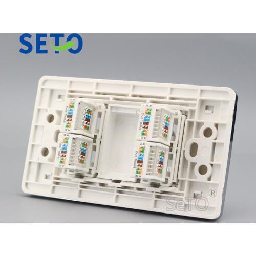 SeTo 120 Type 4 Ports RJ45 Cat6 Network Lan Panel Wall Plate Socket Keystone Faceplate