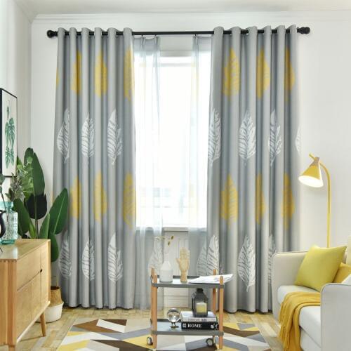 Modern Leaf Blackout Curtains for Living Room Window Curtains for Bedroom Kitchen Drapes Fabric Blinds Home Decor Cortinas Panel