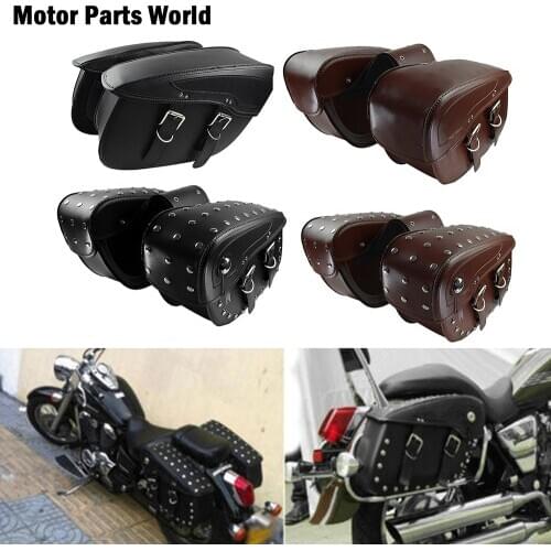 Universal Motorcycle Saddlebag PU Leather Saddle Bags Outdoor Side Bag Tool Luggage Storage Bag For Harley Sportster XL883 1200