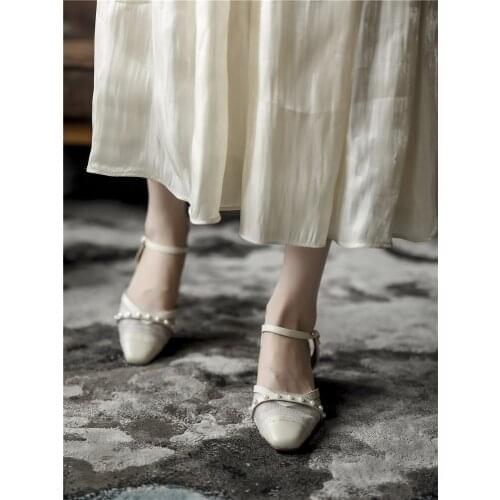 All-Match Baotou Large Size Sandals Summer New Exquisite Pearl Elegant Temperament Ladies High Heels