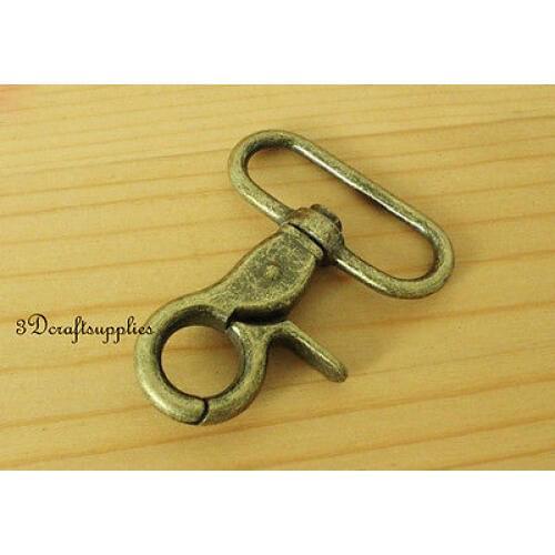 Lobster Clasps Clips Claw purse hooks Swivel snap hook anti brass 38 mm 6pcs P72