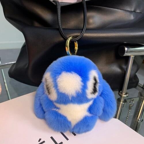 Real Rex Rabbit fur Keychain Soft Bunny Key Ring Trinket Women Girls Toy Pompom Car Bag Key Holder Jewelry Female Gift