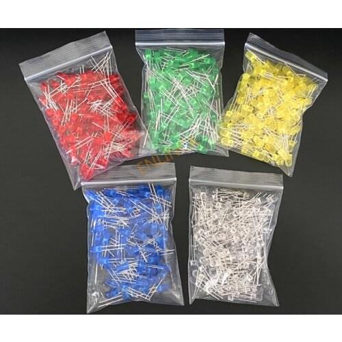 100pcs 5mm LED Diode 5 mm Assorted Kit White Green Red Blue Yellow Orange Pink Purple Warm white DIY Light Emitting Diode