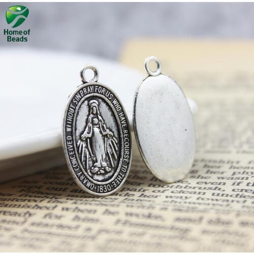 2020 DIY antique Silver Color alloy religious charm pendants 16x27mm (50 pieces/pack) ZA1186