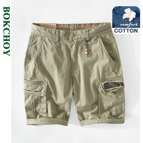 2021 New Summer Workwear Men Shorts Cotton Casual Solid Color Five-point Shorts GA-T112