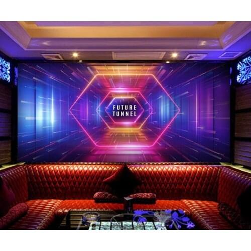 3D bar VR experience hall KTV extended sense of science and technology background mural E-sports hall space capsule wallpaper