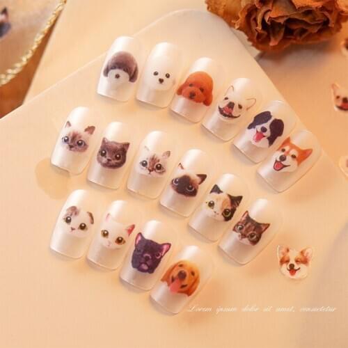 3d Cat Hepburn Sticker Cute Head Pet Dog Nail Art Decorative Paper Manicure