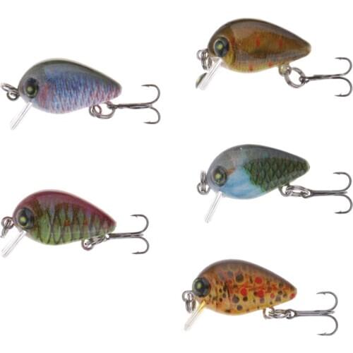 5pcs Mini Minnow Crank Baits Sinking Lures Minnow Popper Diving Lure Baits for Bass Trout Freshwater/Saltwater