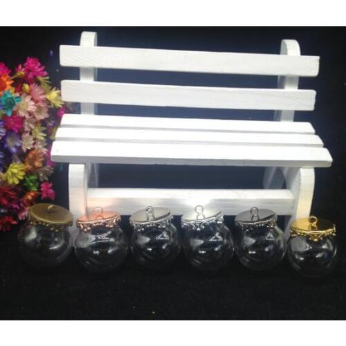 50sets/lot 20*15mm empty Glass globe crown base glass vials pendant jewelry DIY glass wishing bottle pendants glass dome cover