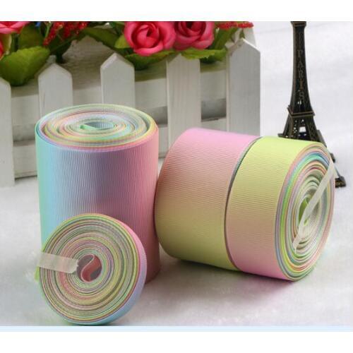 50Yards light Colorful Gradient Double Face Silk Satin Ribbon For Wedding Decor Christmas Apparel Gift Wrapping Fabric Ribbons