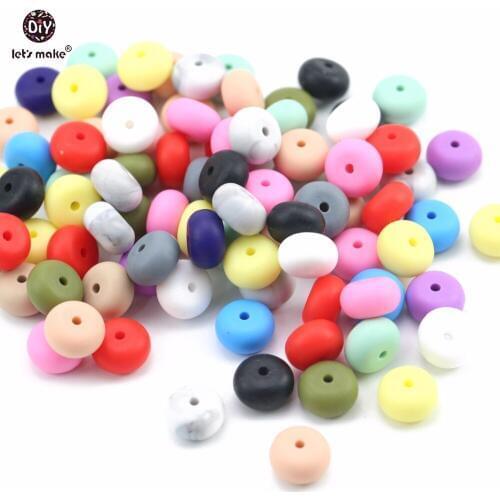 Lets Make Wholesale 500pc Abacus Beads Food Grade Teether Beads Baby Gift Accessories Chew Toys DIY Jewelry Baby Teething 14mm