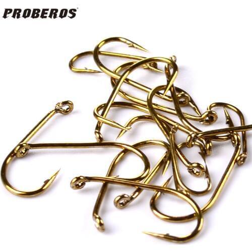 500pcs High Carbon Steel Fly Fishing Hooks Fishhook Freshwater Bass Trout Salmon treble jig hook 000-8/12/14/16 Size