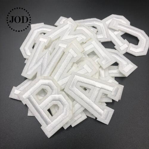 White Iron on Letters embroidered patches for Clothing name badge thermal stickers applique stripes for clothes transfers patch