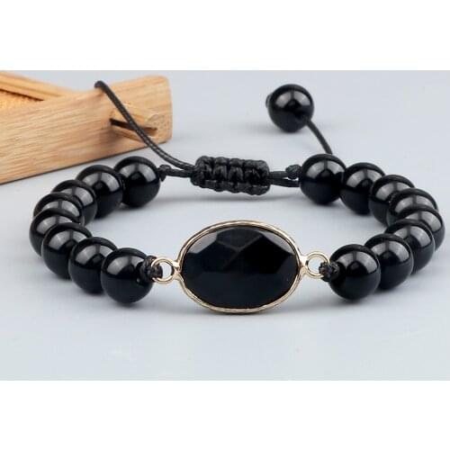 Natural Black Obsidian Stone Bracelets&Bangles Men Handmade 8mm Beaded Braided Bracelets Charm Yoga Wrist Jewelry For Women Gift