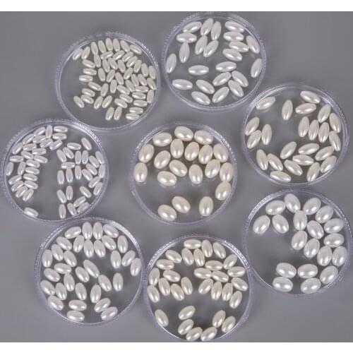 50-200pcs Pick 4 Size Ova Rise Shape Round White Ivroy Pearl Imitation ABS Beads For Jewelry Findings Making Hot Sale