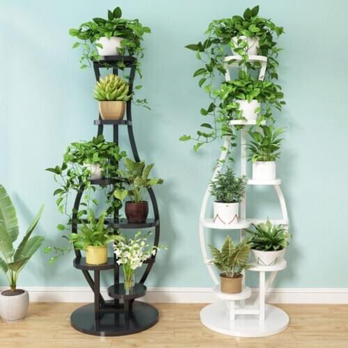 Living Room Household Flower Shelf Multi-storey Indoor Special Balcony Iron Art Circular Shelf Decoration Green Lotus Pendant Or