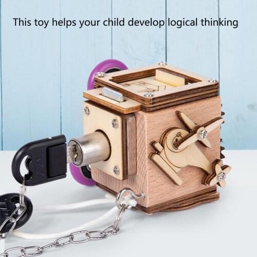 Wooden Busy Cube Montessori Unlock Toy Funny Cube High Quality Wood Wooden Toy Busy Unlock Toy Preschool Logical Training