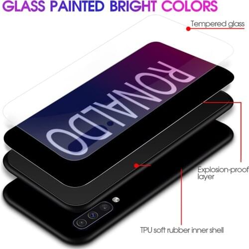 Text smooth Solid Color Custom Name glass Phone Case For samsung Note8 9 10 Plus S8 S9 S10E Galaxy A10 20 30 40 50 60 70 80 Case