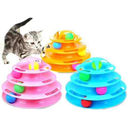 Cat Toys Funny Cat Pet Toy Intelligence Triple Play Disc Cat Toy Balls Cat Crazy Ball Disk Interactive Toy for IQ Traning