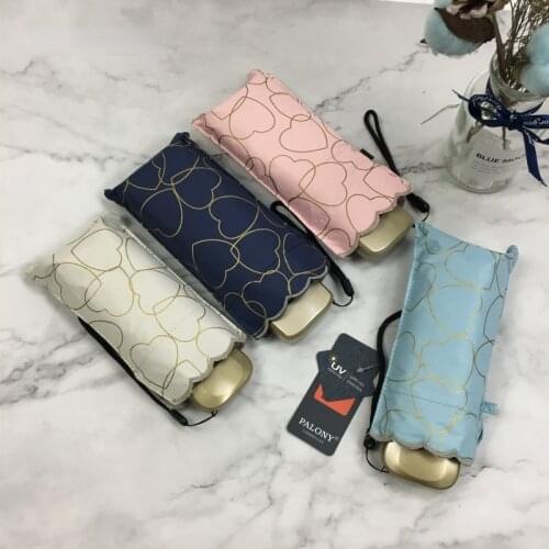 Pocket mini umbrella small five compact folding umbrella with love style style of the sun/rain female parasols