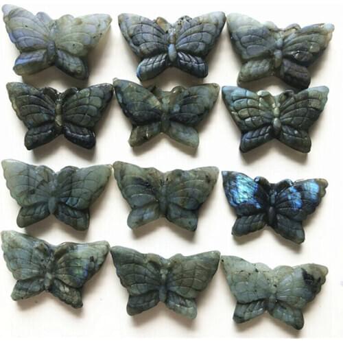 Beautiful crystal carvings natural hand-carved labradorite stone butterfly necklace fashion jewelry gifts