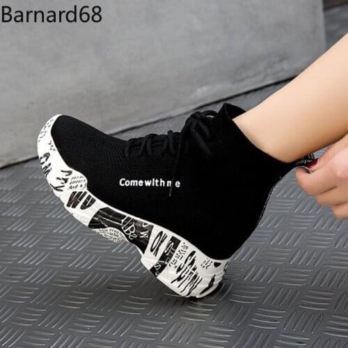 Shoes for women sneakers Heighten Thick bottom Vulcanized shoes Increase inside and outside Ankle boots elastic dawdler Boots