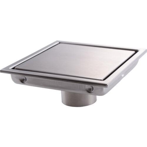 Square Shower Floor Drain with Tile Insert Grate - Sus304 Stainless Steel , 6-inch , Multipurpose ,Invisible Look or Flat Cover