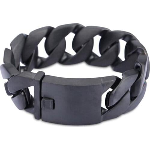 Top Sale Bracelet Chain Polished Stainless Steel Black Huge Heavy Cuban Curb Link Chain Mens Boys Bracelet Bangle Top Sale