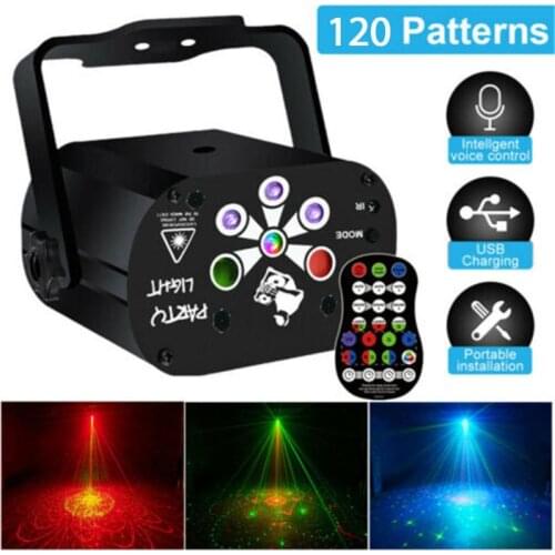 Mini RGB Disco Light USB Rechargeable Stage Lights Voice Control DJ LED Laser Stage Projector Wedding Birthday Party Lamp Lights