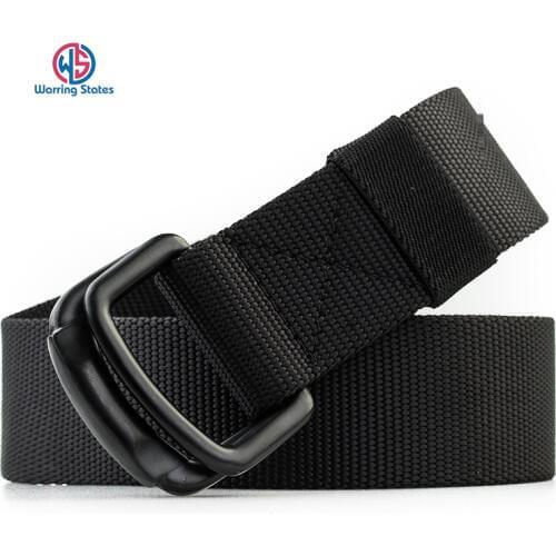 125CM Men Casual Double-ring Elastic Braided Belt Metal Buckle Canvas Belt Jeans Pants Accessories Training Hunting